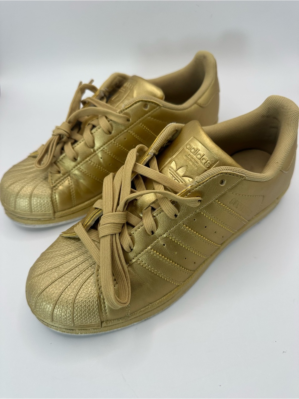 adidas Gold Metallic Shell Toe Sneakers